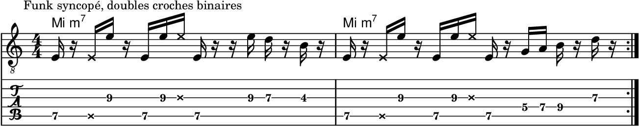 Ligne funk syncopée sur Mim7