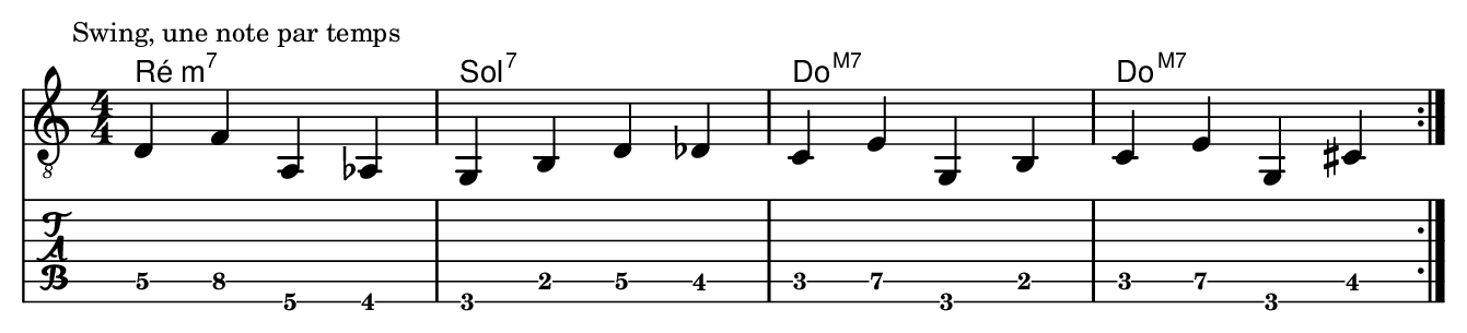 Walking bass sur Rém7 – Sol7 – DoM7 – DoM7
