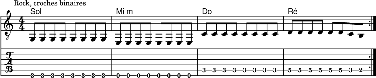 Ligne de basse rock, Sol – Mim – Do – Ré